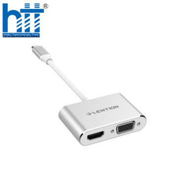 BỘ CHUYỂN ĐỔI TYPE C SANG HDMI VÀ VGA LENTION C51SHV - SILVER