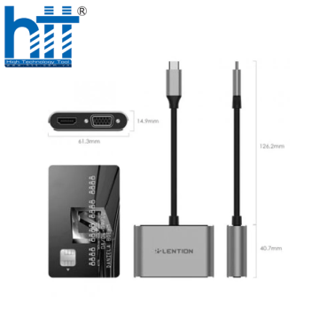 BỘ CHUYỂN ĐỔI TYPE C SANG HDMI VÀ VGA LENTION C51SHV - GREY