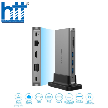 Bộ chuyển đổi USB-C 10 trong 1 Lention D55HEA Grey