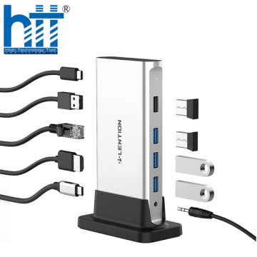 Bộ chuyển đổi USB-C 10 trong 1 Lention D55HEA Silver