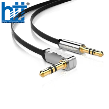 Ugreen 10728 3M màu Đen Cáp âm thanh 2 đầu 3.5mm dương đầu vuông góc mạ vàng AV119 20010728