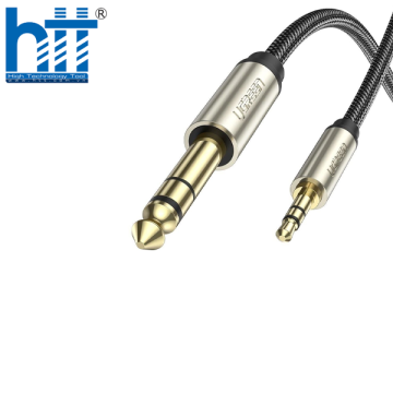 UGREEN 10625 1M MÀU XÁM ĐEN CÁP 3.5MM TRS RA 6.35MM TS STEREO PRO AUDIO MẠ VÀNG 24K AV127