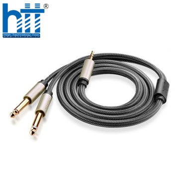 Ugreen 10618 3M màu xám cáp 3.5mm TRS ra 2 cổng 6.35mm TS AV126 20010618