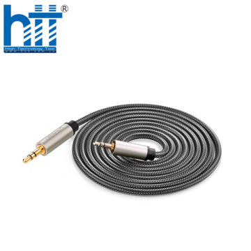 Ugreen 10601 0.5M màu xám đen cáp 3.5mm Pro audio đầu kim loại dây dù bọc chống nhiễu 50cm AV125 20010601