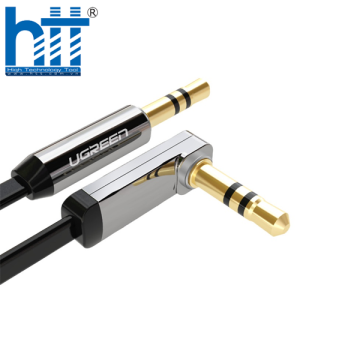 UGREEN 10599 2M MÀU ĐEN CÁP ÂM THANH 2 ĐẦU 3.5MM DƯƠNG ĐẦU VUÔNG GÓC MẠ VÀNG AV119