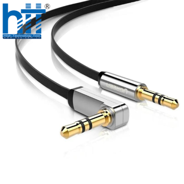 UGREEN 10599 2M MÀU ĐEN CÁP ÂM THANH 2 ĐẦU 3.5MM DƯƠNG ĐẦU VUÔNG GÓC MẠ VÀNG AV119