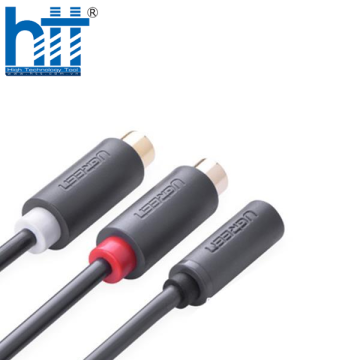 Ugreen 10562 25CM màu Đen Cáp âm thanh 2 đầu Bông sen âm sang 3.5mm âm AV109 20010562