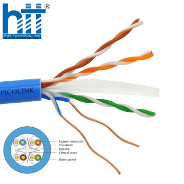 Dây mạng, cáp mạng Cat6E UTP PicoLink P/N: PL-UTP305-6E-BLUE ( 8 sợi đồng 100%) 