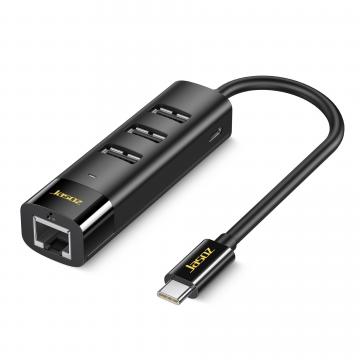 Card mạng 100M cắm cổng Type-C có HUB 3 cổng USB-A 20cm T-F115
