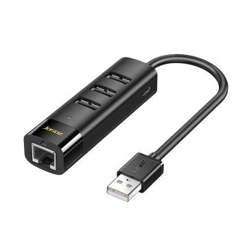 Card mạng 100M cắm cổng USB2.0 có HUB 3 cổng USB-A 20cm T-F116